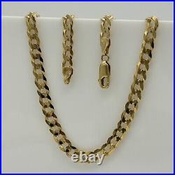 SOLID 9ct Gold Men 5mm Curb Link Chain 375 9k GOLD Heavy Necklace 18 Inch