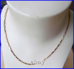 STUNNING 9CT YELLOW GOLD RECTANGULAR BOX LINK CHAIN NECKLACE 16 40.5CM 3.9g