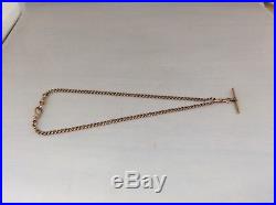 SUPERB 9ct GOLD VICTORIAN DOUBLE STRANDED ALBERT FOB WATCH CHAIN WITH T-BAR