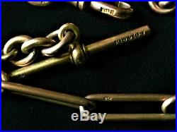 SUPERB ANTIQUE VICTORIAN 9ct GOLD HUTTON PAPERCLIP LINK FOB WATCH CHAIN 36g