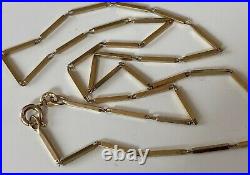 SUPERB STRONG 18.5 VINTAGE UNUSUAL ELONGATED BOX LINK 9ct GOLD NECKLACE CHAIN