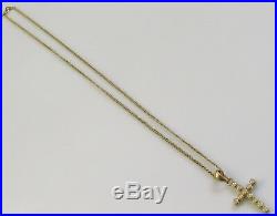 Secondhand 9ct Yellow Gold Multi Diamond Cross Pendant & 9ct Gold Chain 18inches