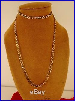 Short Superb 9ct Gold 17 CURB Chain Necklace Hm 5gr 4mm dia cut link cx121