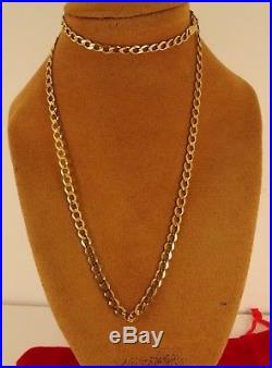 Short Superb 9ct Gold 17 CURB Chain Necklace Hm 5gr 4mm dia cut link cx121