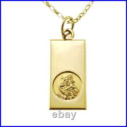 Small 9ct Gold St Christopher Necklace with 18 Chain and jewellery gift box