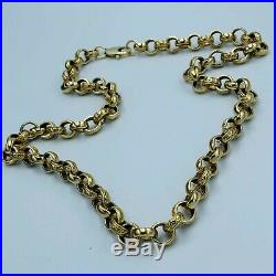 Solid 9ct 375 Yellow Gold Engraved & Plain Link Belcher Necklace 20 41.9g L132
