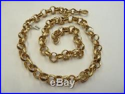 Solid 9ct Gold Heavy Plain & Patterned 24 Belcher Chain 88 grams