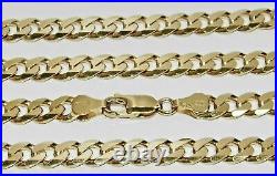 Solid 9ct Gold on Silver 26 inch Curb Chain HEAVY 7mm Width Men's or Ladies