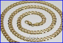 Solid 9ct Gold on Silver 26 inch Curb Chain HEAVY 7mm Width Men's or Ladies