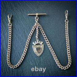 Solid 9ct Rose Gold Double or Long Single Albert Chain with Gold Fob 49 Grams