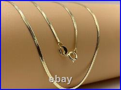 Solid 9ct Yellow Gold 2mm Flat Snake Chain Necklace Ladies Necklet