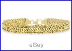 Solid 9ct Yellow Gold Diamond Cut Spiga Chain Bracelet 18cm/7 Womens Gift Boxed