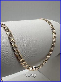 Solid 9ct Yellow Gold Flat Curb Chain 22 Inch 4.2mm Wide Full Hallmark