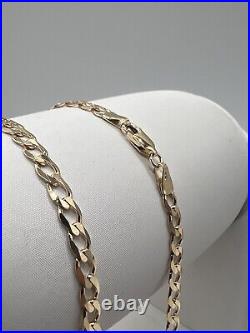 Solid 9ct Yellow Gold Flat Curb Chain 22 Inch 4.2mm Wide Full Hallmark