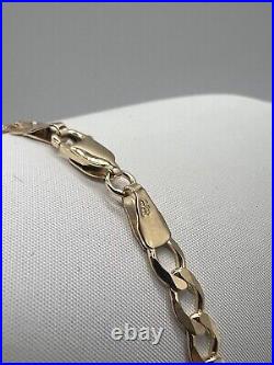 Solid 9ct Yellow Gold Flat Curb Chain 22 Inch 4.2mm Wide Full Hallmark