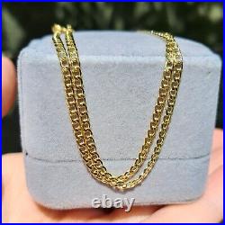 Solid 9ct Yellow Gold Flat Curb Chain Necklace, 2.6mm, 16 18 20 inches