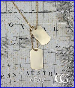 Solid 9ct Yellow Gold Military Style Dog Tag Pendant & Chain Necklace GIFT BOXED
