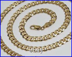 Solid 9ct Yellow Gold on Silver Curb Chain 7mm 16 18 20 22 24 26 30 inch