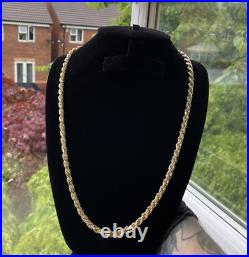 Solid 9ct Yellow Gold on Silver Heavy 5.5 mm ROPE Chain 24inch