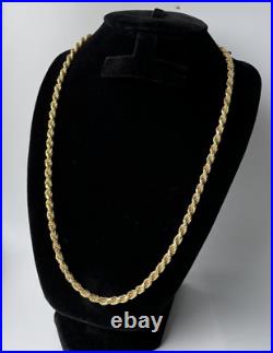 Solid 9ct Yellow Gold on Silver Heavy 5.5 mm ROPE Chain 24inch