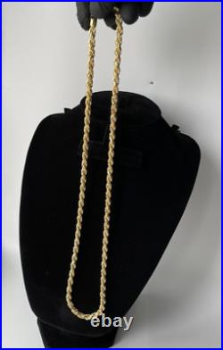 Solid 9ct Yellow Gold on Silver Heavy 5.5 mm ROPE Chain 24inch