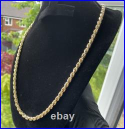 Solid 9ct Yellow Gold on Silver Heavy 5.5 mm ROPE Chain 24inch