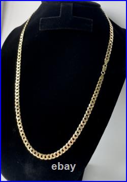 Solid 9ct Yellow Gold on Silver Heavy 5.6mm CURB Chain 24 INCH