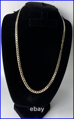 Solid 9ct Yellow Gold on Silver Heavy 5.6mm CURB Chain 24 INCH