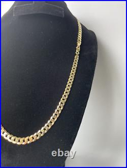 Solid 9ct Yellow Gold on Silver Heavy 5.6mm CURB Chain 24 INCH