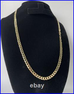 Solid 9ct Yellow Gold on Silver Heavy 5.6mm CURB Chain 24 INCH