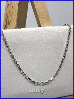 Solid Genuine 9ct White Gold 1.2 mm Belcher Link Chain Necklace ALL SIZE