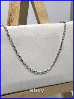 Solid Genuine 9ct White Gold 1.2 mm Belcher Link Chain Necklace ALL SIZE