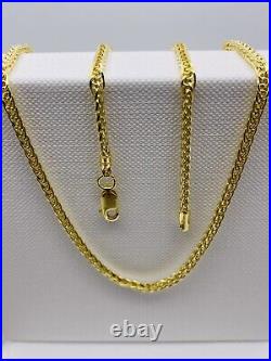 Solid Genuine 9ct Yellow Gold Men&Woman 4mm Square Spiga Chain Necklace 16