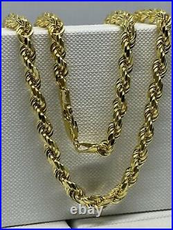 Solid Genuine 9ct Yellow Gold Mens 5mm Rope Chain Necklace 24 Brand New