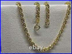 Solid Genuine 9k Yellow Gold 4mm Mens Rope Chain Necklace New All Length