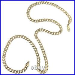 Solid Men's 9ct Gold Curb Chain Hallmarked Yellow 13.4g 5mm 20 Inches Long