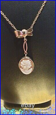 Stunning 9ct Gold Lavalier Cameo Necklace Pendant See Details/Photos