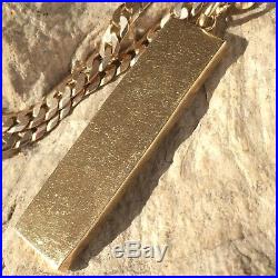 Stunning 9ct SOLID GOLD INGOT Vintage Pendant and CURB CHAIN 20 1/4ins 28.4g