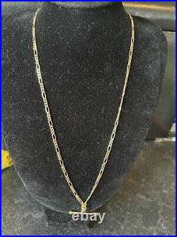 Stunning 9ct Solid Gold Italian Figaro T Bar Necklace Chain Hallmarked 18 Inch