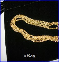 Stunning 9ct yellow gold solid rope Necklace chain. Full 9ct gold hallmarks