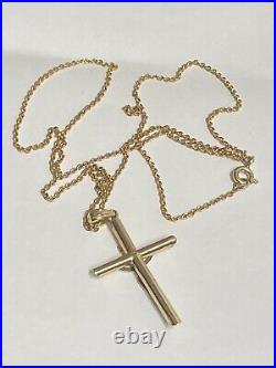 Stunning Antique 9ct Yellow Gold Cross Pendant & 9ct Belcher Chain Necklace, 21