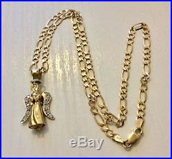 Stunning Ladies Solid 9CT Gold Moveable Angel Pendant on Solid 9CT Chain