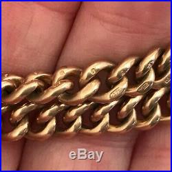 Stunning Solid 9ct Gold Double Albert Chain & Matching Fob Necklace 69 Grammes