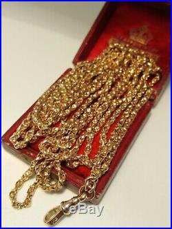 Stunning Victorian 9ct Gold Muff Chain Necklace Fancy Link