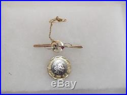 Suffragette Art Nouveau 9ct Gold Brooch C1900's, Safety Chain & Fitted Box