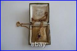 Suffragette Art Nouveau 9ct Gold'sweet Heart' Pendant & Chain, C1890's, Box