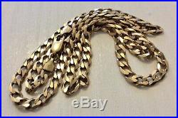 Superb Gents Very Heavy Solid 9CT Gold Curb Chain 24.5 inch Over 30 grams