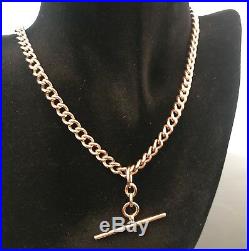 Superb Victorian 9ct Gold T Bar Necklace Single Albert Chain 16 42.3g #126