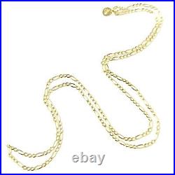 Thin 9ct Gold Figaro Chain Solid Links Ladies 1.5mm Wide 24 22 20 18 16