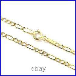 Thin Gold Figaro Chain 9ct Solid Links Ladies 1.8mm Wide 24 22 20 18 16